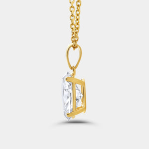 Gilded 3 Carat Lab-Grown Diamond Oval-Shaped Classic Solitaire Pendant