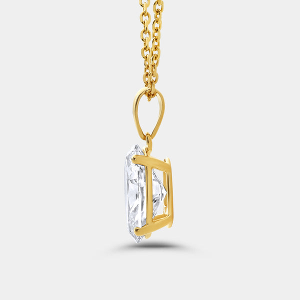 3 Carat Lab-Grown Diamond Oval-Shaped Classic Solitaire Pendant — GILDED New York