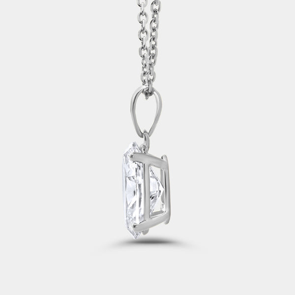 3 Carat Lab-Grown Diamond Oval-Shaped Classic Solitaire Pendant — GILDED New York