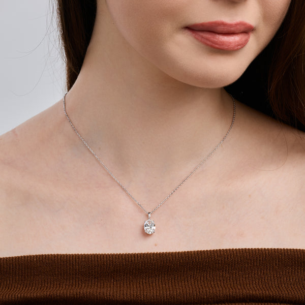 3 Carat Lab-Grown Diamond Oval-Shaped Classic Solitaire Pendant — GILDED New York