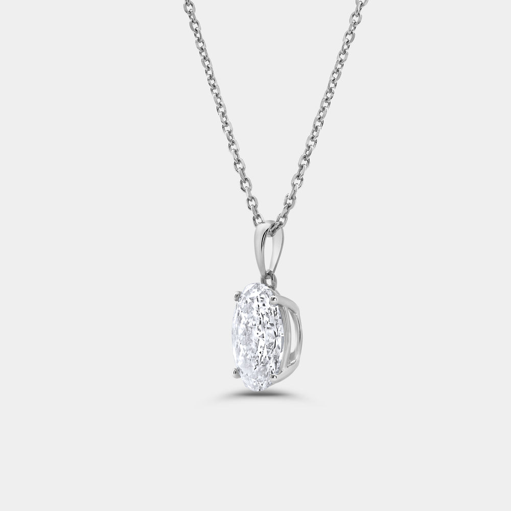 Gilded 3 Carat Lab-Grown Diamond Oval-Shaped Classic Solitaire Pendant