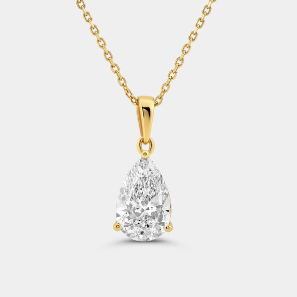 2 Carat Lab-Grown Diamond Pear-Shaped Classic Solitaire Pendant — GILDED New York