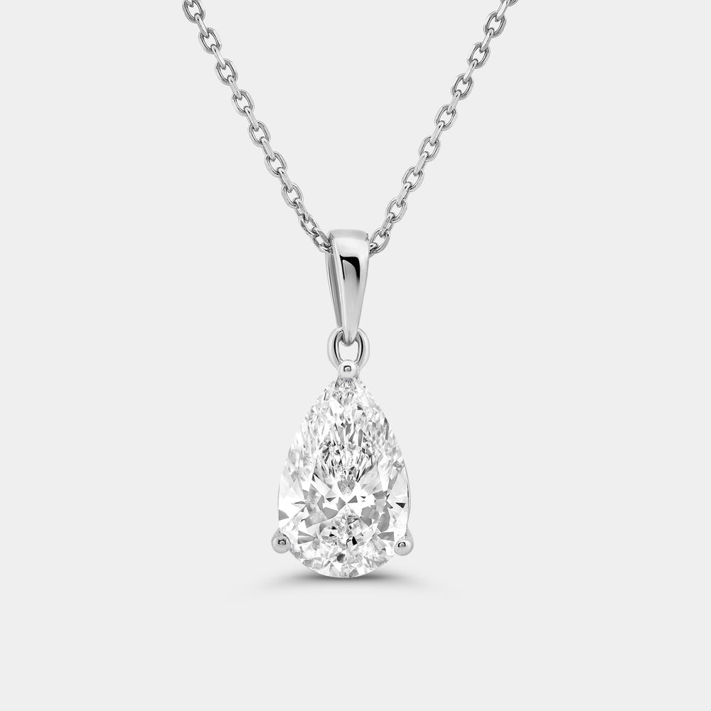 Gilded 2 Carat Lab-Grown Diamond Pear-Shaped Classic Solitaire Pendant
