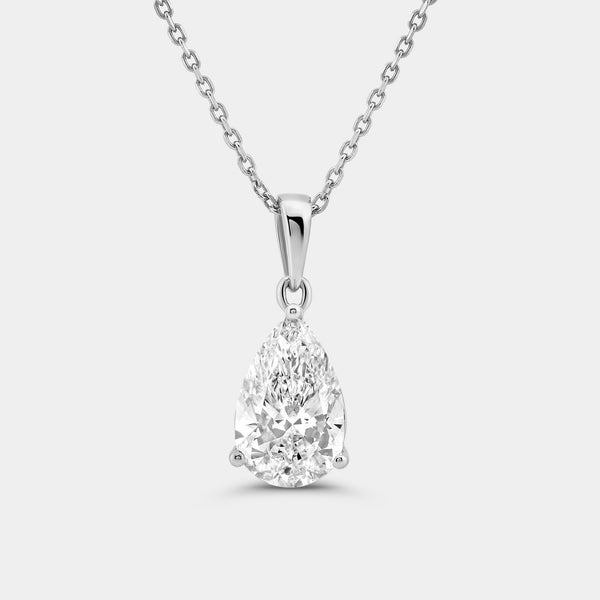 2 Carat Lab-Grown Diamond Pear-Shaped Classic Solitaire Pendant — GILDED New York