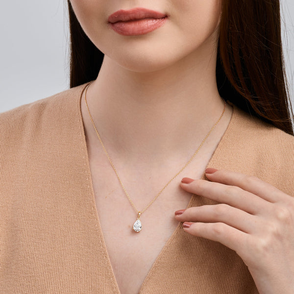 2 Carat Lab-Grown Diamond Pear-Shaped Classic Solitaire Pendant — GILDED New York