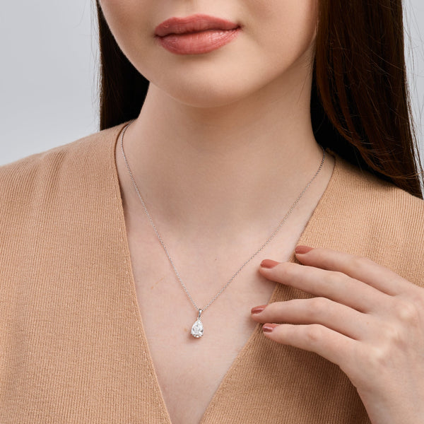 2 Carat Lab-Grown Diamond Pear-Shaped Classic Solitaire Pendant — GILDED New York