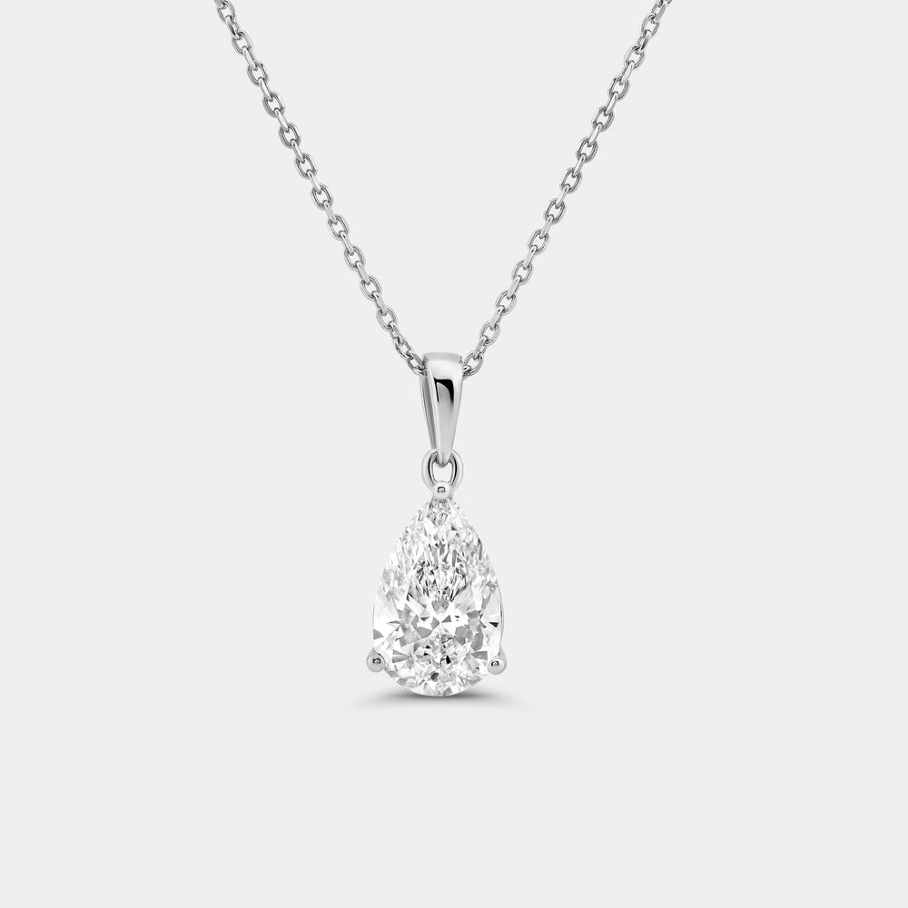 Gilded 2 Carat Lab-Grown Diamond Pear-Shaped Classic Solitaire Pendant