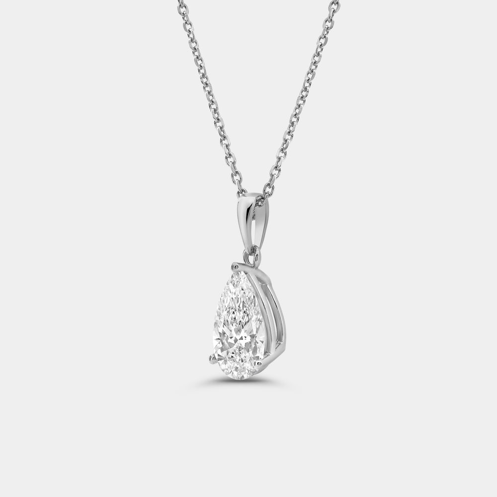Gilded 2 Carat Lab-Grown Diamond Pear-Shaped Classic Solitaire Pendant