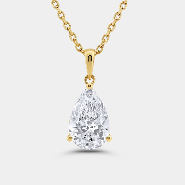 3 Carat Lab-Grown Diamond Pear-Shaped Classic Solitaire Pendant — GILDED New York