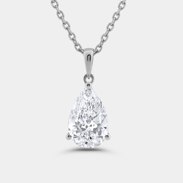3 Carat Lab-Grown Diamond Pear-Shaped Classic Solitaire Pendant — GILDED New York