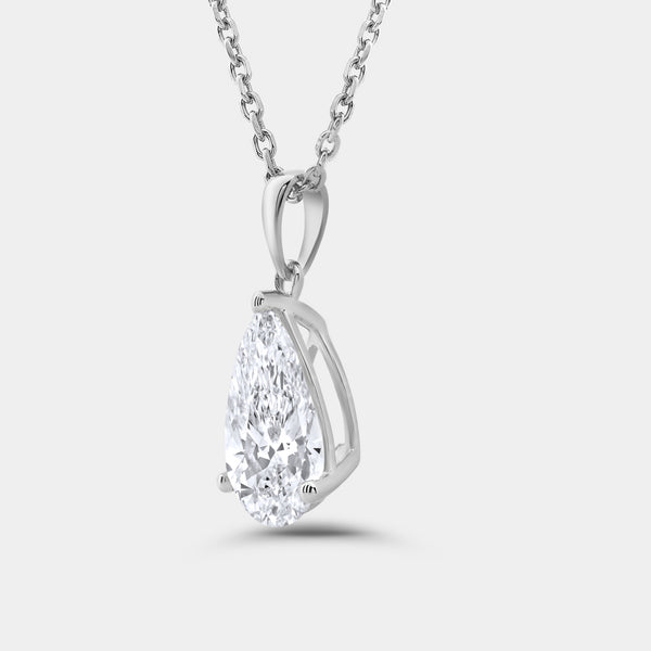 3 Carat Lab-Grown Diamond Pear-Shaped Classic Solitaire Pendant — GILDED New York