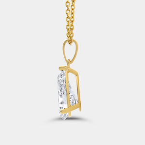 Gilded 3 Carat Lab-Grown Diamond Pear-Shaped Classic Solitaire Pendant