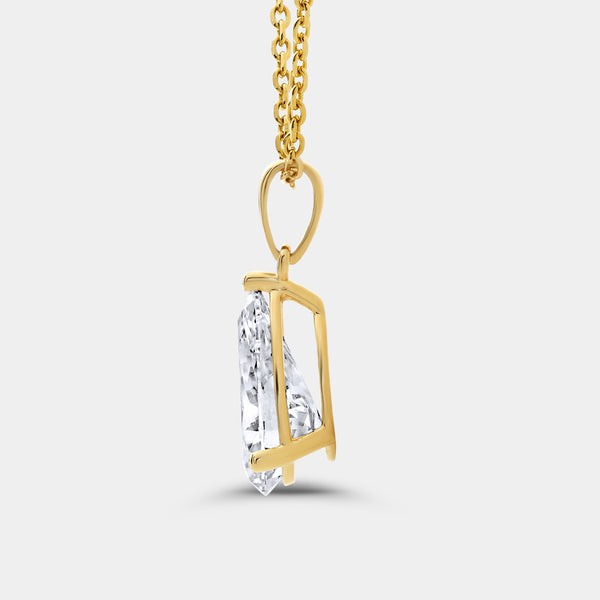 3 Carat Lab-Grown Diamond Pear-Shaped Classic Solitaire Pendant — GILDED New York