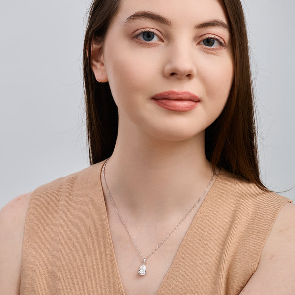 3 Carat Lab-Grown Diamond Pear-Shaped Classic Solitaire Pendant — GILDED New York