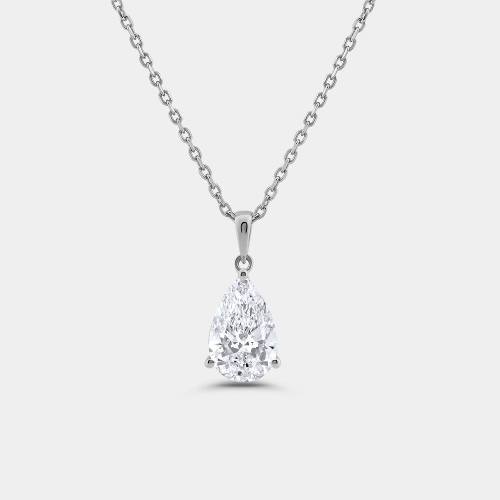 Gilded 3 Carat Lab-Grown Diamond Pear-Shaped Classic Solitaire Pendant