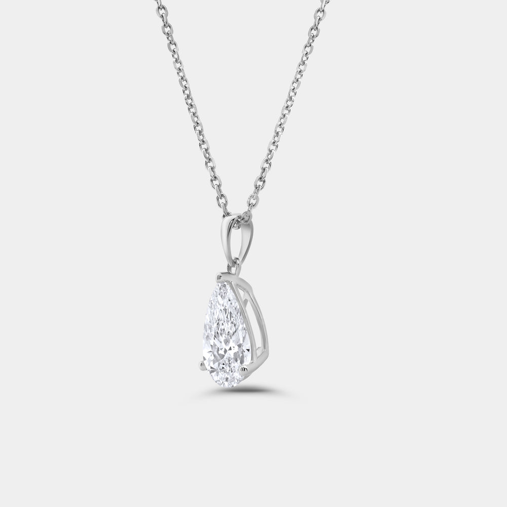 Gilded 3 Carat Lab-Grown Diamond Pear-Shaped Classic Solitaire Pendant