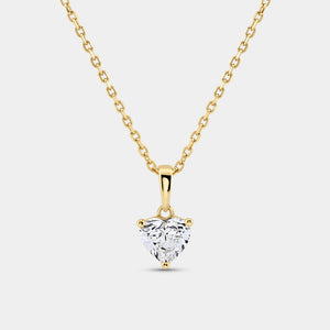 Gilded 1 Carat Lab-Grown Diamond Heart-Shaped Classic Solitaire Pendant