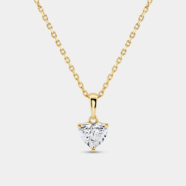 1 Carat Lab-Grown Diamond Heart-Shaped Classic Solitaire Pendant — GILDED New York