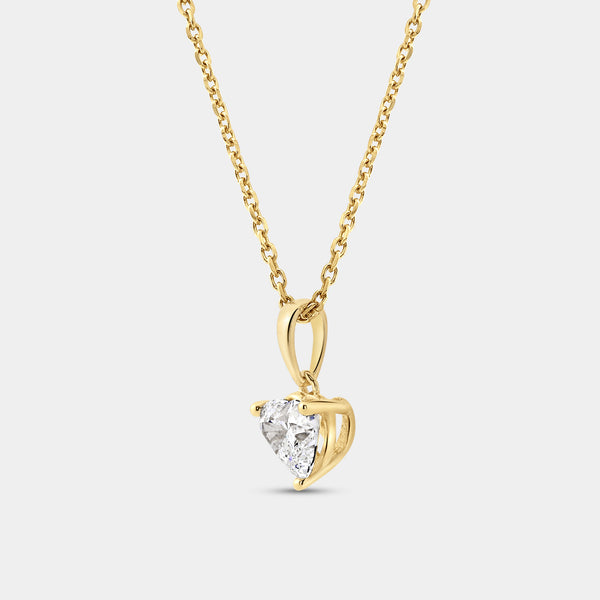 1 Carat Lab-Grown Diamond Heart-Shaped Classic Solitaire Pendant — GILDED New York