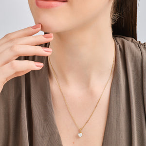 Gilded 1 Carat Lab-Grown Diamond Heart-Shaped Classic Solitaire Pendant