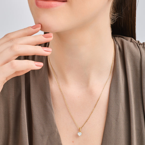 1 Carat Lab-Grown Diamond Heart-Shaped Classic Solitaire Pendant — GILDED New York