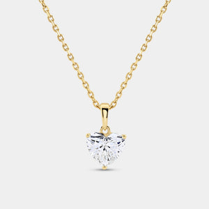 Gilded 2 Carat Lab-Grown Diamond Heart-Shaped Classic Solitaire Pendant