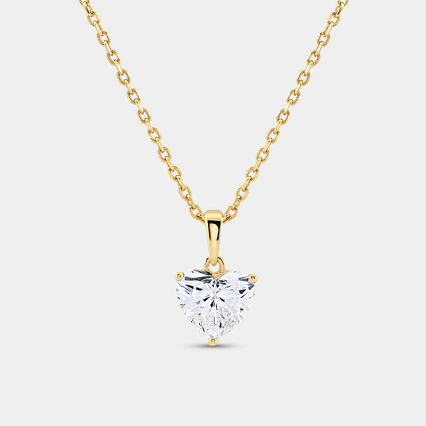 2 Carat Lab-Grown Diamond Heart-Shaped Classic Solitaire Pendant — GILDED New York