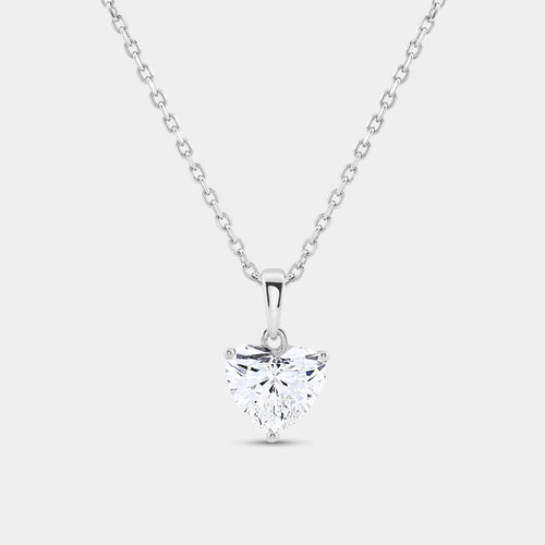 Gilded 2 Carat Lab-Grown Diamond Heart-Shaped Classic Solitaire Pendant