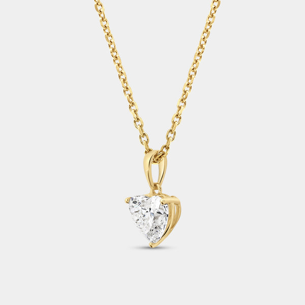 2 Carat Lab-Grown Diamond Heart-Shaped Classic Solitaire Pendant — GILDED New York