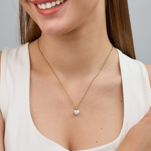 2 Carat Lab-Grown Diamond Heart-Shaped Classic Solitaire Pendant — GILDED New York