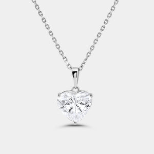 Gilded 3 Carat Lab-Grown Diamond Heart-Shaped Classic Solitaire Pendant