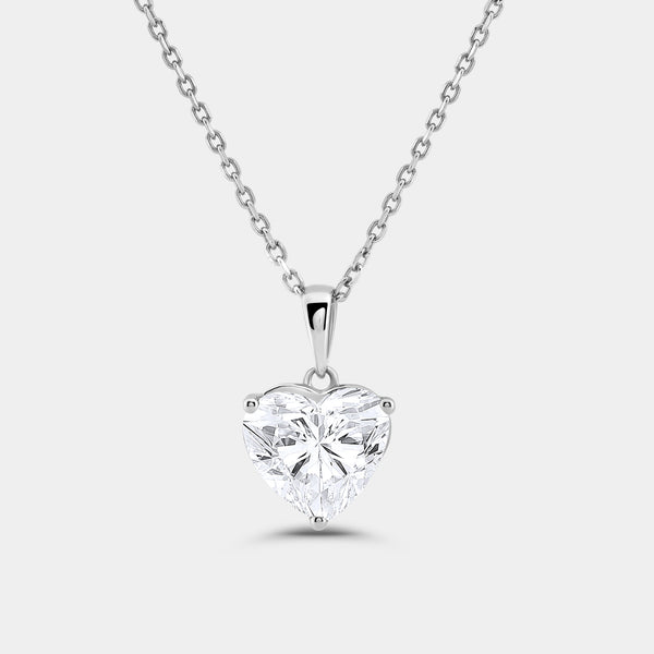3 Carat Lab-Grown Diamond Heart-Shaped Classic Solitaire Pendant — GILDED New York