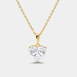 Gilded 3 Carat Lab-Grown Diamond Heart-Shaped Classic Solitaire Pendant