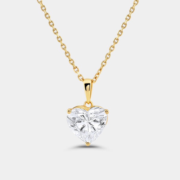 3 Carat Lab-Grown Diamond Heart-Shaped Classic Solitaire Pendant — GILDED New York