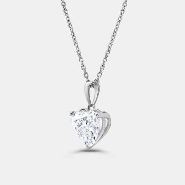 3 Carat Lab-Grown Diamond Heart-Shaped Classic Solitaire Pendant — GILDED New York