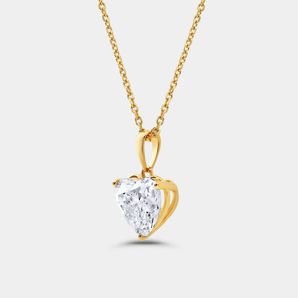 3 Carat Lab-Grown Diamond Heart-Shaped Classic Solitaire Pendant — GILDED New York