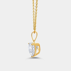 Gilded 3 Carat Lab-Grown Diamond Heart-Shaped Classic Solitaire Pendant