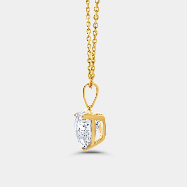 3 Carat Lab-Grown Diamond Heart-Shaped Classic Solitaire Pendant — GILDED New York