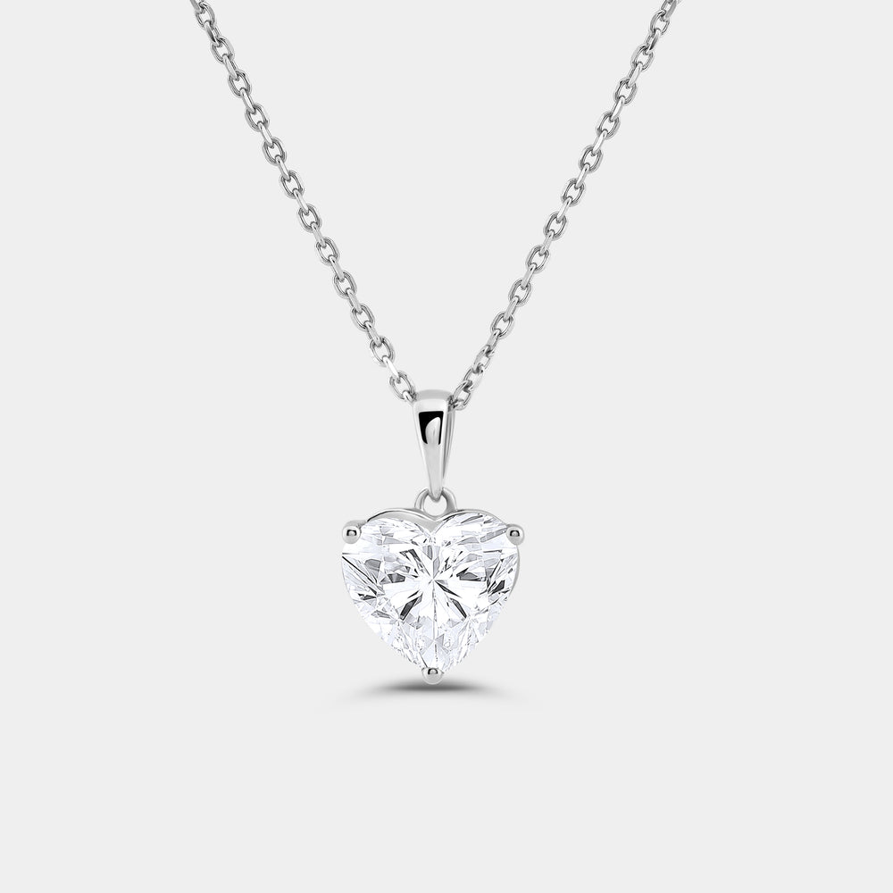 Gilded 3 Carat Lab-Grown Diamond Heart-Shaped Classic Solitaire Pendant
