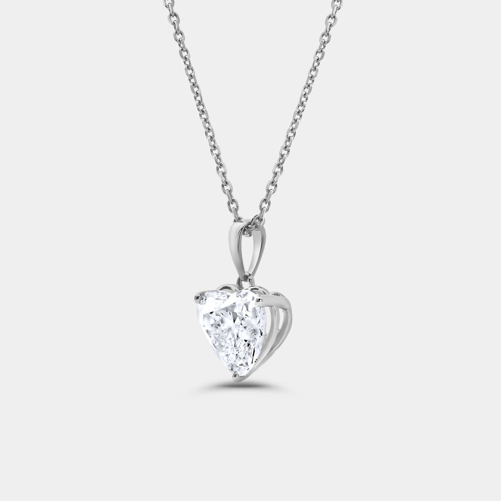Gilded 3 Carat Lab-Grown Diamond Heart-Shaped Classic Solitaire Pendant