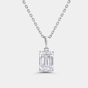 Gilded 3 Carat Lab-Grown Diamond Emerald-Cut Classic Solitaire Pendant