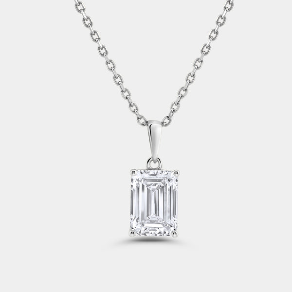 3 Carat Lab-Grown Diamond Emerald-Cut Classic Solitaire Pendant — GILDED New York