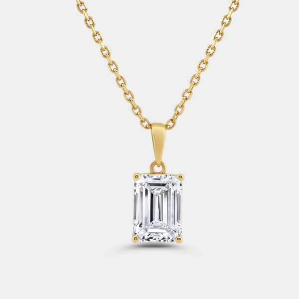 3 Carat Lab-Grown Diamond Emerald-Cut Classic Solitaire Pendant — GILDED New York