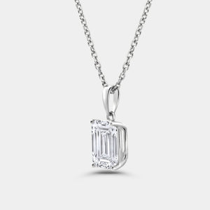 Gilded 3 Carat Lab-Grown Diamond Emerald-Cut Classic Solitaire Pendant