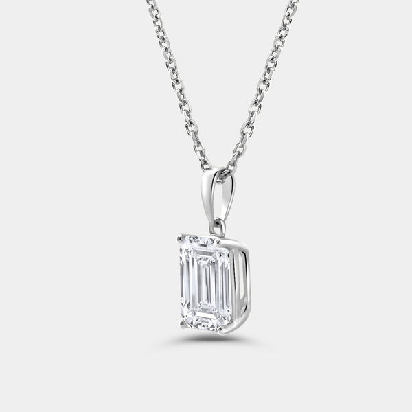 3 Carat Lab-Grown Diamond Emerald-Cut Classic Solitaire Pendant — GILDED New York