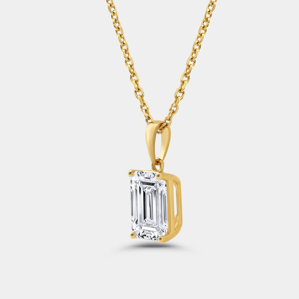 3 Carat Lab-Grown Diamond Emerald-Cut Classic Solitaire Pendant — GILDED New York