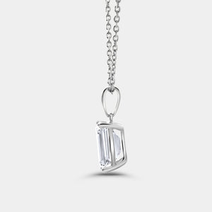 Gilded 3 Carat Lab-Grown Diamond Emerald-Cut Classic Solitaire Pendant