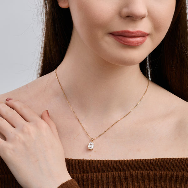 3 Carat Lab-Grown Diamond Emerald-Cut Classic Solitaire Pendant — GILDED New York