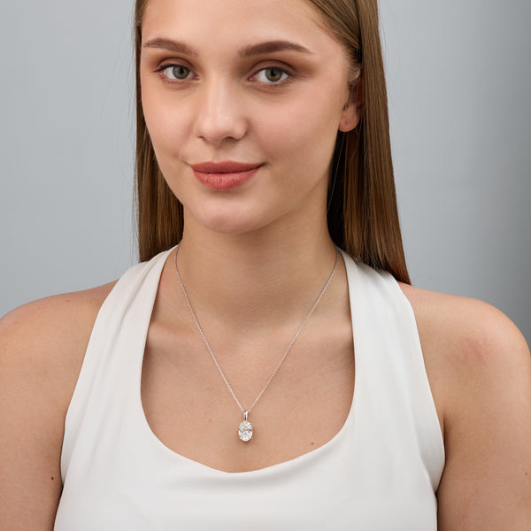 5 Carat Lab-Grown Diamond Oval-Shaped Classic Solitaire Pendant — GILDED New York