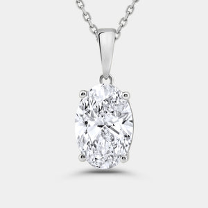 Gilded 5 Carat Lab-Grown Diamond Oval-Shaped Classic Solitaire Pendant